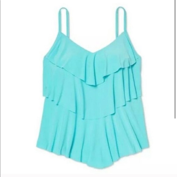 Aqua Green Tiered Tankini Top Plus Size - Picture 7 of 7